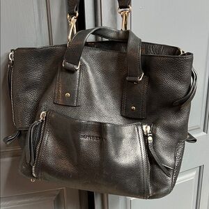 Burberry Black Leather Tote Bag